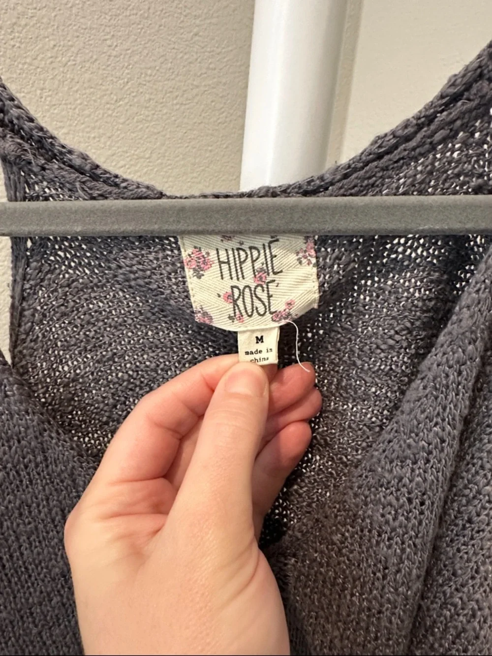 Hippie Rose Charcoal Cold-Shoulder Knit Sweater - Picture 2 of 5